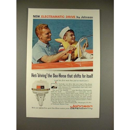 1962 Johnson Electramatic Sea-Horse Outboard Motor Ad!