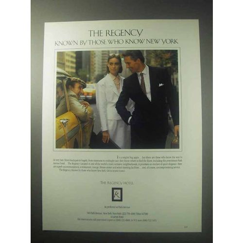 1985 The Regency Hotel Ad - Known By Those Who Know