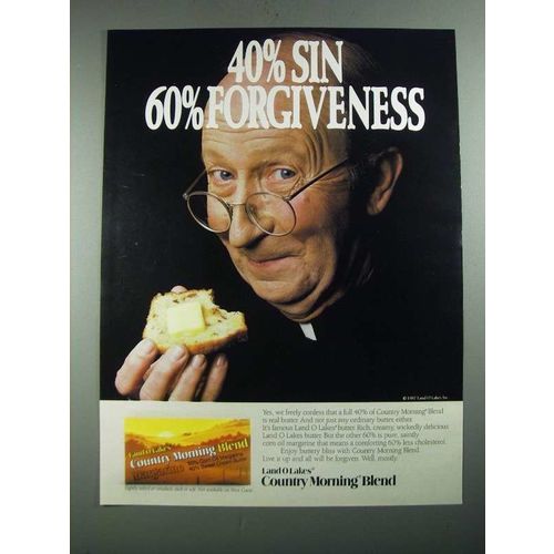 1987 Land O Lakes Country Morning Blend Ad - 40% Sin 60% Forgiveness