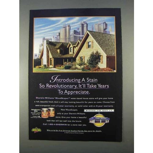 1996 Sherwin Williams WoodScapes Stain Ad - Take Years
