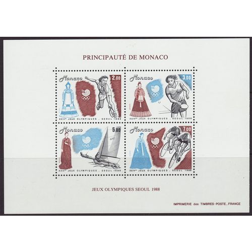 Monaco 1988 SG MS1888 UMM Minisheet - Sport/Olympics (B-373)