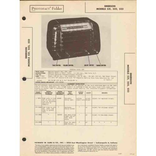 EMERSON model 531 532 533 AM radio receiver Sams Photofact manual