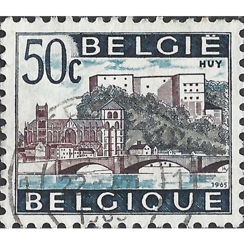 BELGIUM, Bridge and Castle, Huy, blue 1965, 50c, #2