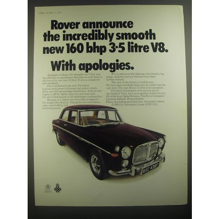 1967 Rover 3.5 Litre Car Advertisement - incredibly smooth