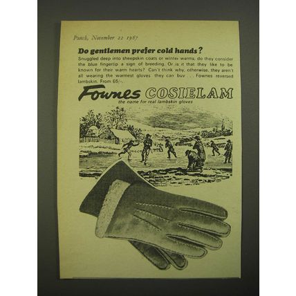 1967 Fownes Cosielam Gloves Ad - Do gentlemen prefer cold hands?