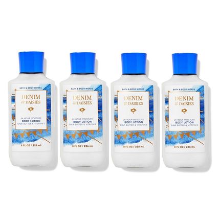 Bath & Body Works Denim & Daisies Shea Butter & Vitamin E Body Lotion 8 oz x4