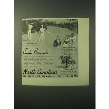 1948 North Carolina Tourism Ad - Early Arrivals