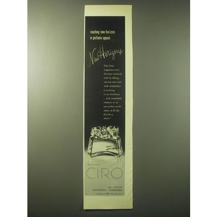 1948 Ciro New Horizons Perfume Ad - reaching new horizons in perfume appeal
