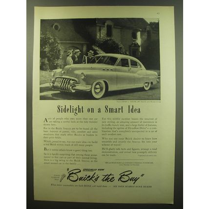 1949 Buick Special Car Ad - Sidelight on a Smart Idea