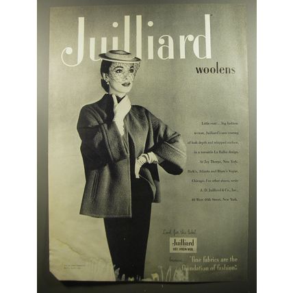 1952 Juilliard Coat Advertisement - Juilliard Woolens