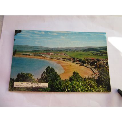 CAMP AND BAY, BUTLIN'S MINEHEAD, SOMERSET used postcard 1974 pm =