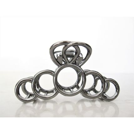 Rose gold silver or dark silver tone circles metal hair claw clip