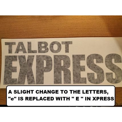 Talbot Express Bonnet Vinyl Decal Sticker For Front Or Rear