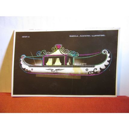 GONDOLA, BLACKPOOL ILLUMINATIONS, LANCASHIRE. unused vintage postcard =