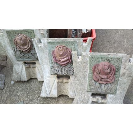 3 vintage sectional concrete composite garden urns cottage house square planter