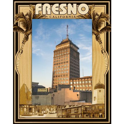 Fresno California Laser Engraved Wood Picture Frame Portrait (3 x 5)