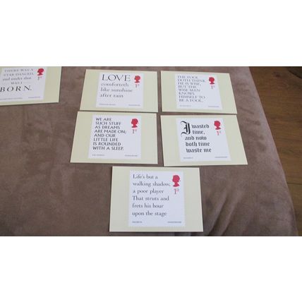 2016 GB PHQ FDC Cover Postcards - William Shakespeare quotes