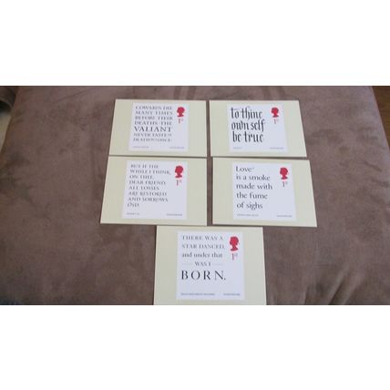 2016 GB PHQ FDC Cover Postcards - William Shakespeare quotes