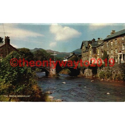 Bridge, Beddgelert, Salmon Cameracolor, Wales, Postcard 1964