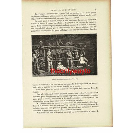 Germano Sommeiller Punch Battery, Mont Cenis Tunnel, Book Illustration, 1895