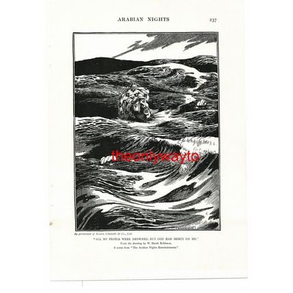 All My People Were Drowned... W Heath Robinson, Book Illustration (Print), c1920