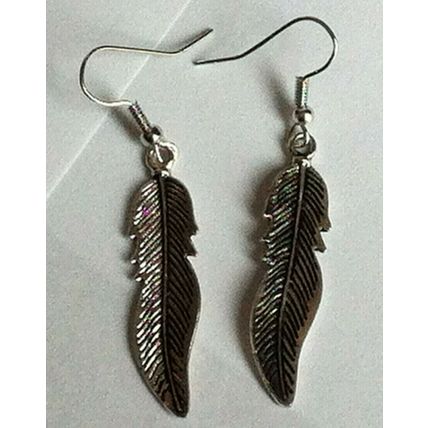 New Silver Feather Bib Statement Chain Necklace & Earring Set Turquoise Beads
