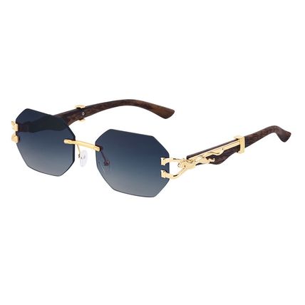 Small Octagon Rimless Sunglasses Woman Men Leopard