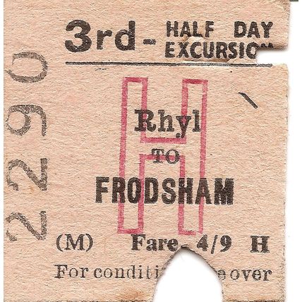 B.R. Edmondson Ticket - Rhyl to Frodsham