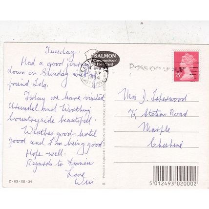 Eastbourne Carpet Gardens Sussex Multiview Postcard Posted 1994 crease
