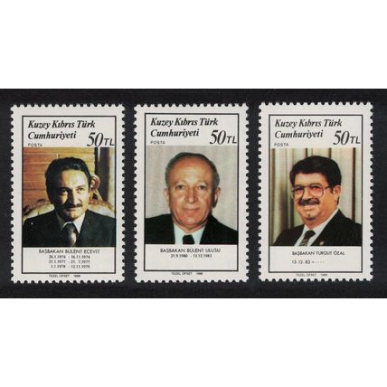 Turkish Cyprus Turkish Prime Ministers 3v 1988 MNH SG#233-235