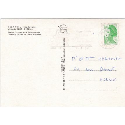 Chatel France Postcard posted 1987 VGC