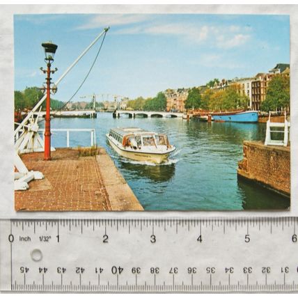 old postcard Amsterdam, Skinny Bridge & Amstel Locks