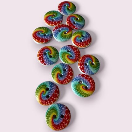 Rainbow LGBT Swirl Buttons 15mm To 25mm Knitting Sewing Scrapbooking 2 Hole
