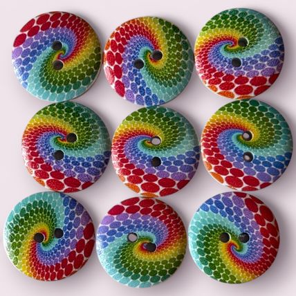 Rainbow LGBT Swirl Buttons 15mm To 25mm Knitting Sewing Scrapbooking 2 Hole