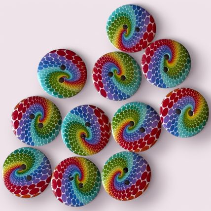 Rainbow LGBT Swirl Buttons 15mm To 25mm Knitting Sewing Scrapbooking 2 Hole