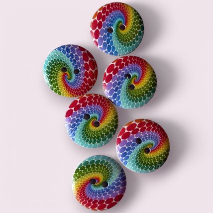Rainbow LGBT Swirl Buttons 15mm To 25mm Knitting Sewing Scrapbooking 2 Hole