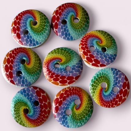 Rainbow LGBT Swirl Buttons 15mm To 25mm Knitting Sewing Scrapbooking 2 Hole
