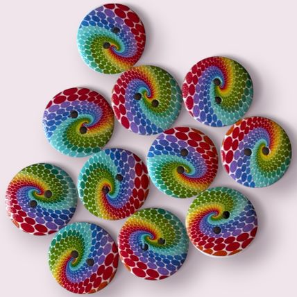 Rainbow LGBT Swirl Buttons 15mm To 25mm Knitting Sewing Scrapbooking 2 Hole