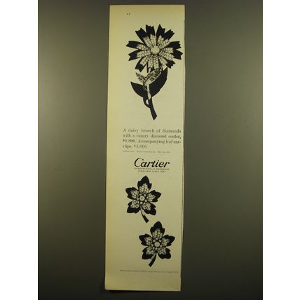 1961 Cartier Daisy Brooch and Leaf Earclips Advertisement