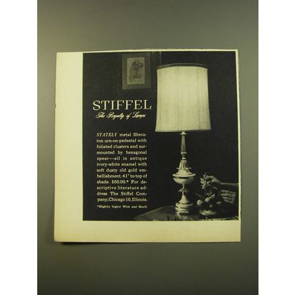 1961 Stiffel Sheraton Urn-on-Pedestal Lamp Advertisement
