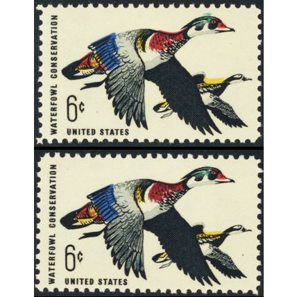 1362, MNH 6¢ Color Shifted Up Freak Error With Normal - Stuart Katz