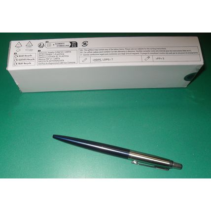 Parker Royal Blue chrome Ballpoint Pen Jotter? Jot box and partly used cartridge