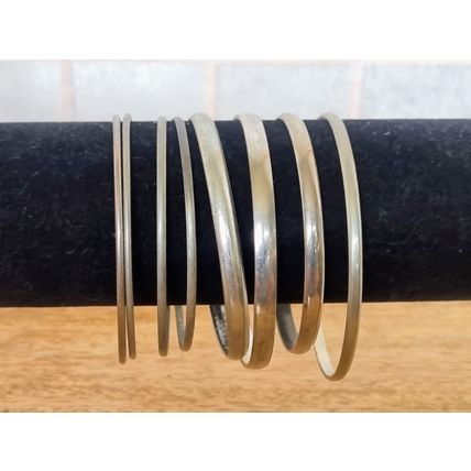 Silver Tone Bangles Set | Minimalist Collection | Vintage Stackable