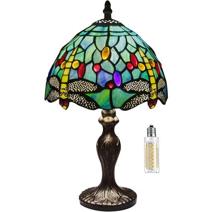Tiffany Table Lamp Stained Glass Crystal Bead Style Table Light, Handmade Desk B
