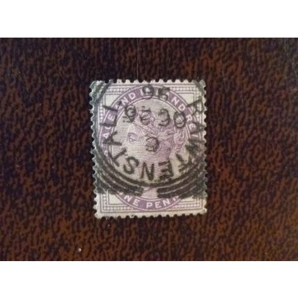 1881 GB Queen Victoria SG172 1d lilac fine used stamp Rawtenstall Oct 26 1896