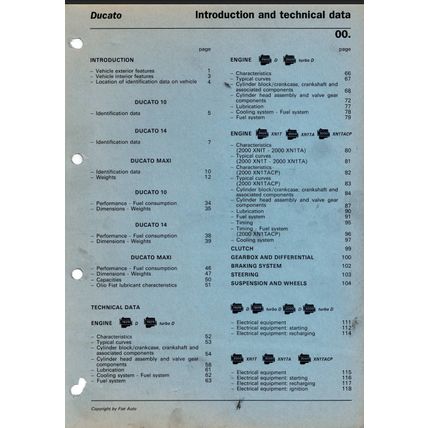 Fiat Ducato 90 Range Workshop Manual Introduction Technical Data 1990 505425 PDF