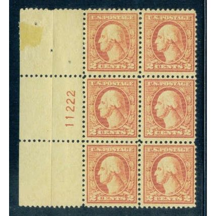 527 2c George Washington Fine MMH Plt/6 Left 11222 C3344