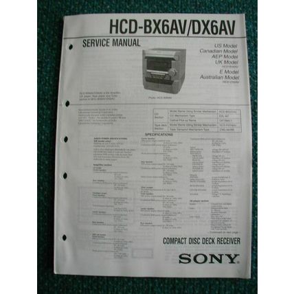 Sony HCD-BX6AV / DX6AV Service manual