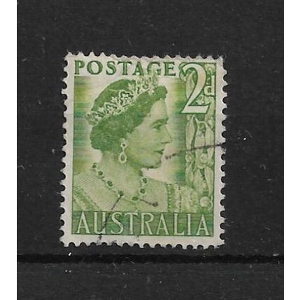 Australia.SG237 2d Queen Elizabeth (Yellow-Green).Fine Used.Dec21b