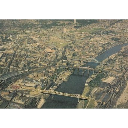 Newcastle Upon Tyne Metro Swing Bridges 1980s Aerial Postcard